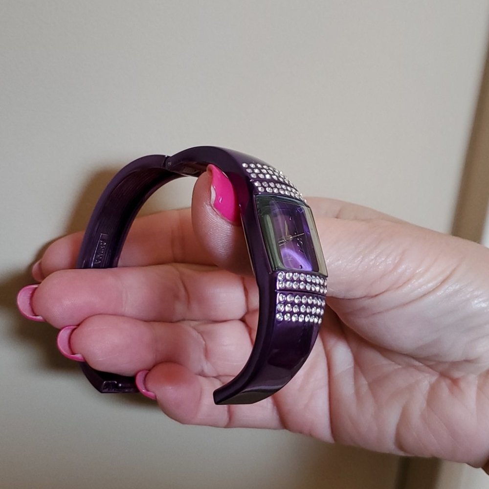 Purple Rhinestone Cuff Watch - Picture 4 of 5